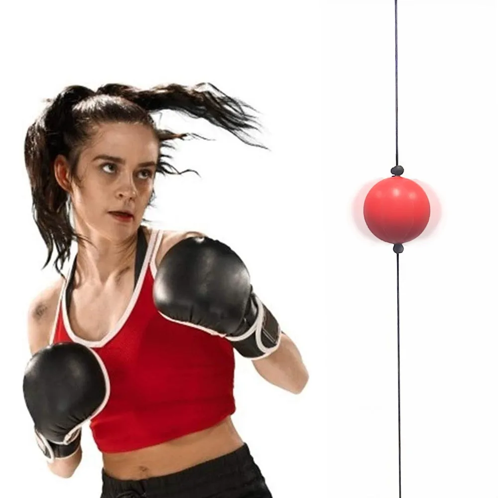 Height Adjustable Boxing Reflex Ball Speed Fight Ball Double End MMA Training Punching Bag PU for Home Muay Thai Workout