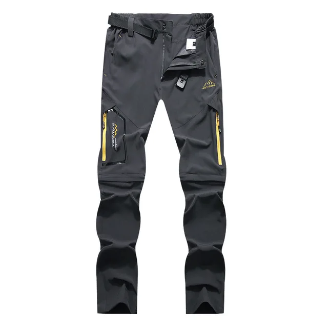 Gray JACKSANQI Men's Summer Quick Dry Hiking Removable Pants Outdoor Sports Man Camping Fishing Climbing Trekking Male Trousers RA345 - Цвет: Gray