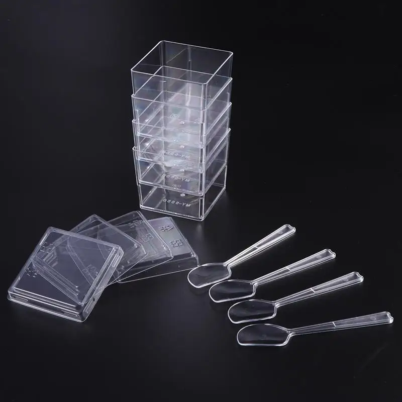 

10 Sets 120ML Mini Dessert Cups Appetizer Bowls and Spoons Tasting Glasses Parfait Tumblers for Cake Shop Restaurant Bar