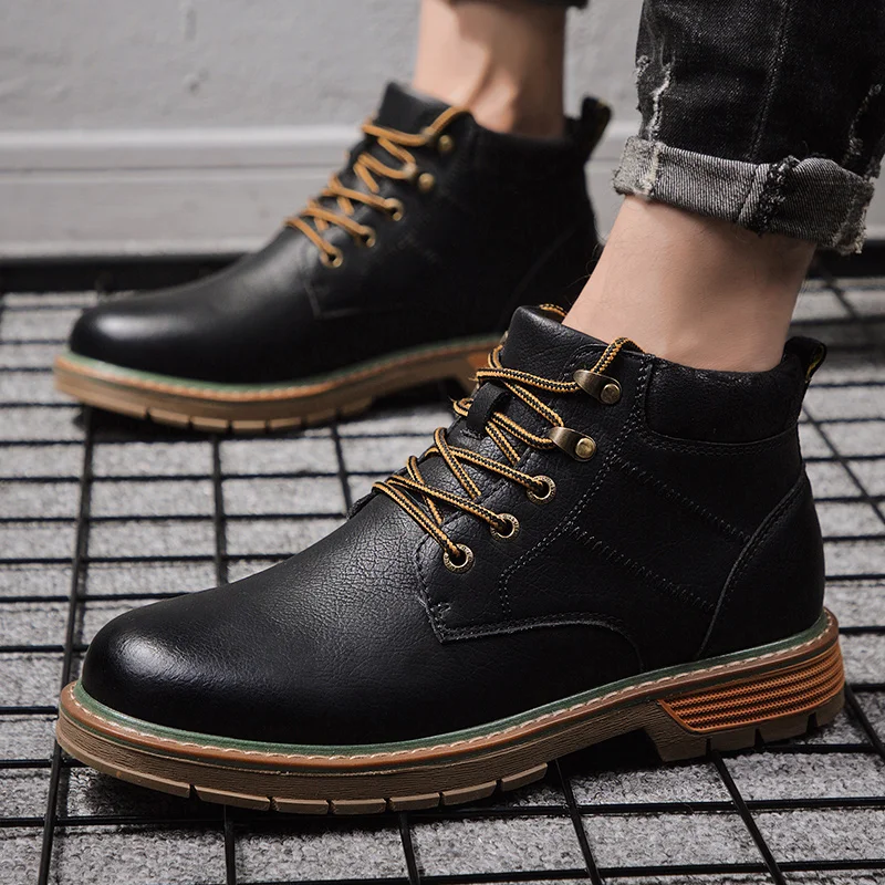 Новые модные мужские ботинки зимние рабочие ботинки ковбойские ботинки в стиле ретро с натуральным мехом мужские кроссовки Челси