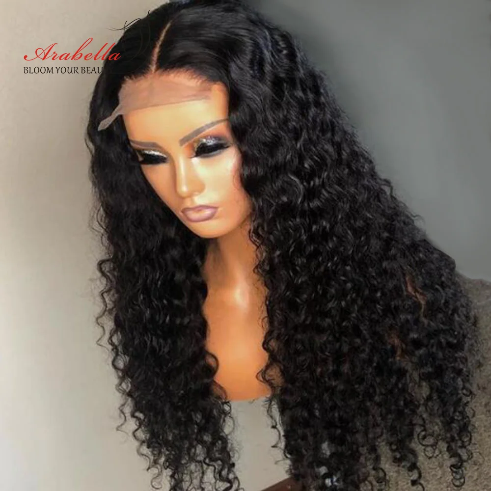 Deep Wave Lace Closure Wig 4X4 Lace Wig With Baby Hair Remy Pre Plucked Deep Curly Wig Glueless Arabella Lace Front Wig