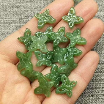 

Natural and Tianyu hollow butterfly jade drop spinach green butterfly back cloud DIY bracelet earrings strap accessories