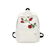 Школьная сумка с вышивкой розы для девочек-подростков, дорожная многофункциональная сумка-рюкзак с защитой от кражи, женская белая сумка на плечо, школьная сумка