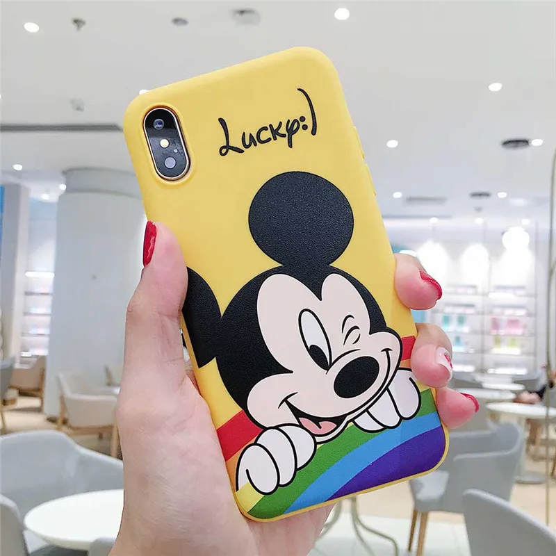 Милый мультяшный чехол для телефона с Микки Минни и радугой для iphone 11Pro MAX X XR XS MAX, мягкий чехол из ТПУ для iphone 6, 6s, 7, 8 Plus, чехол