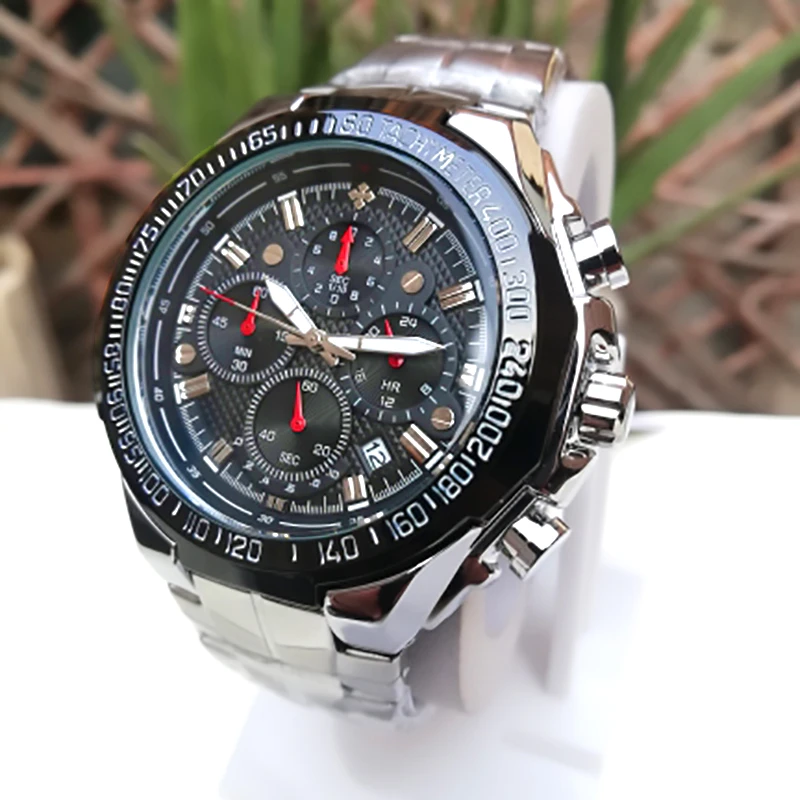 2021 WWOOR Men's Watch Top Brand Luxury Black Wrist watch Fashion Sports Chronograph steel Quartz Men Watches Relogio Masculino