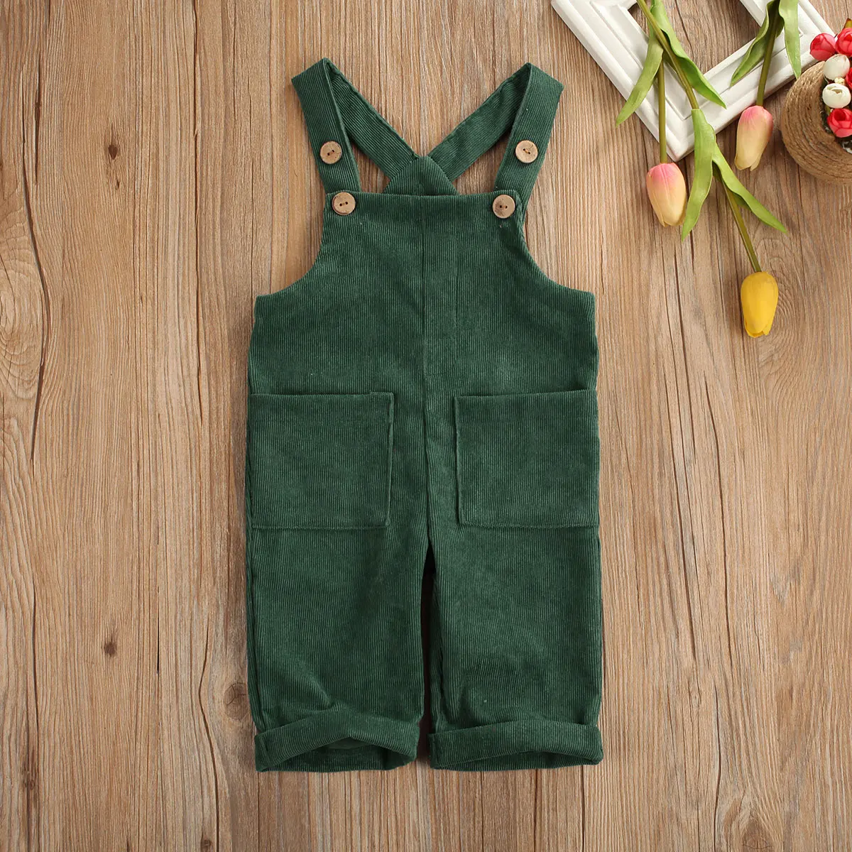 Toddler Baby Boy Girl Corduroy Rompers Solid Button Sleeveless Autumn Jumpsuit Rompers Outfits Clothes