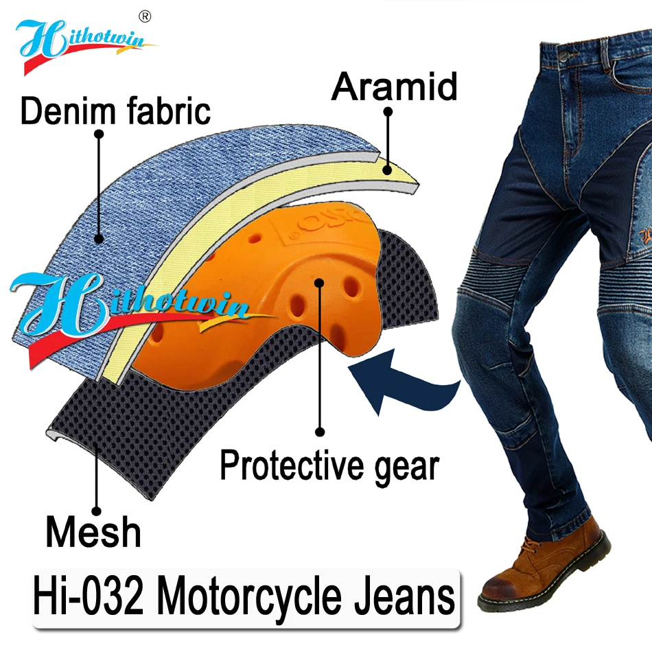 Motorcycle Jeans Denim Kevlar Armored Pants