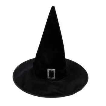 

Halloween Witch Hat Black Velour Witch Sorceress Hat Hallowen Fancy Dress Costume Accessories Black Belt Pointed Witch Hat Gift