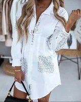 Women Long Sleeve V neck Loose Blouse New Femal Ladies Sexy Pus Size Dress Elegant Party Dress Clothing Office Lady Shirts Dress 1