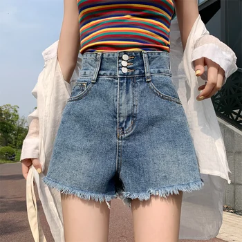 

High Waist Denim Short Jeans Feminino Vintage Blue Jean Women Wide Leg Summer Plus Size Korean Jeans Spodnie Damskie New