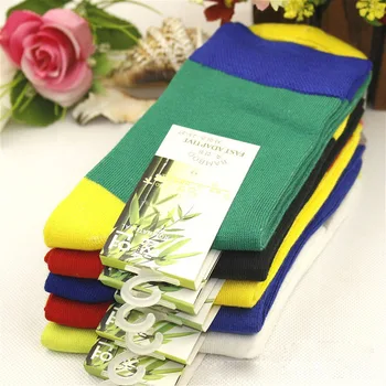 

5 Pairs Men's Bamboo Fiber Crew Socks Boys Plaids Mid-Calf Casual Socks Soft Breathable Sock Deodorant Antibacterial Sox