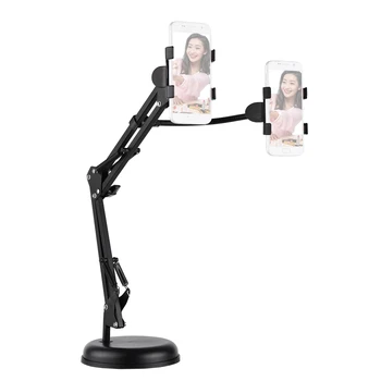 

Extendable Phone Holder Table Stand Lazy Bracket Rotatable Dual Phone Clamps Flexible Arm for iPhone Samsung HUAWEI Smarthone