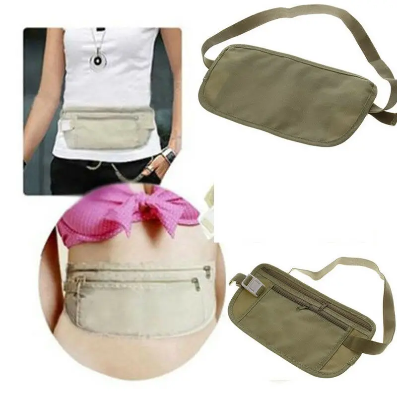 Waist Belt Bag Travel Pouch For Hidden ID Passport Security Money Compact Safety Security Money Purse /BY