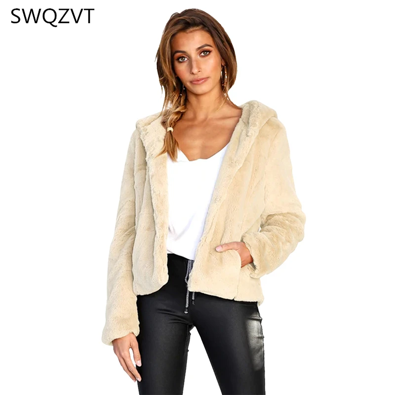 

Long Sleeve Hooded Women Jacket Coat Spring Autumn Pocket Warm with Fur Ladies Female Outwear Casual Women Coat Streetwear