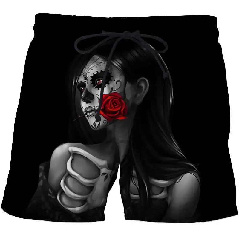

Beautiful rose flowers women beach shorts black quick-drying swim trunks street funny 3D printing Board Shorts 2021 short homme