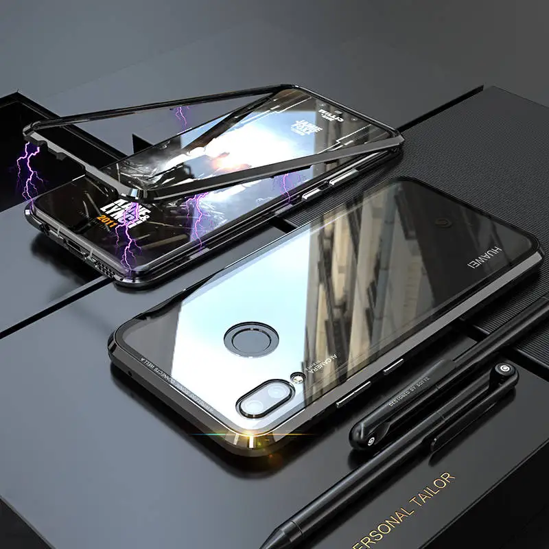 Full Black Роскошный Магнитный чехол-бампер для huawei P30 Lite, чехол для телефона, магнитная рамка, бронированная стеклянная задняя крышка, huawei P20 Pro, чехол P30Pro P 20 - Цвет: Full Black