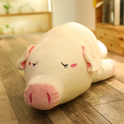Kawaii розовая Мягкая игрушка "поросенок" игрушка Большая мягкая спальная подушка для девочки подарок 39 дюймов 100 см DY50716 - Цвет: Creamy-white