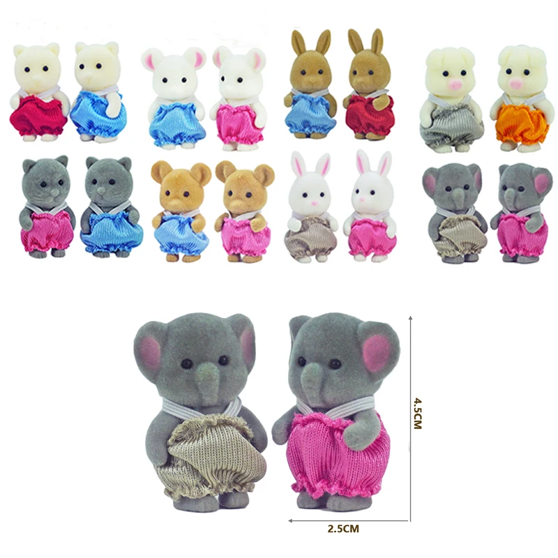 New 1/12 4.5CM Simulation Forest Animal Baby Family Toys Critters Rabbit Dolls Dollhouse Figures Accessories Gifts For Chirldren 6