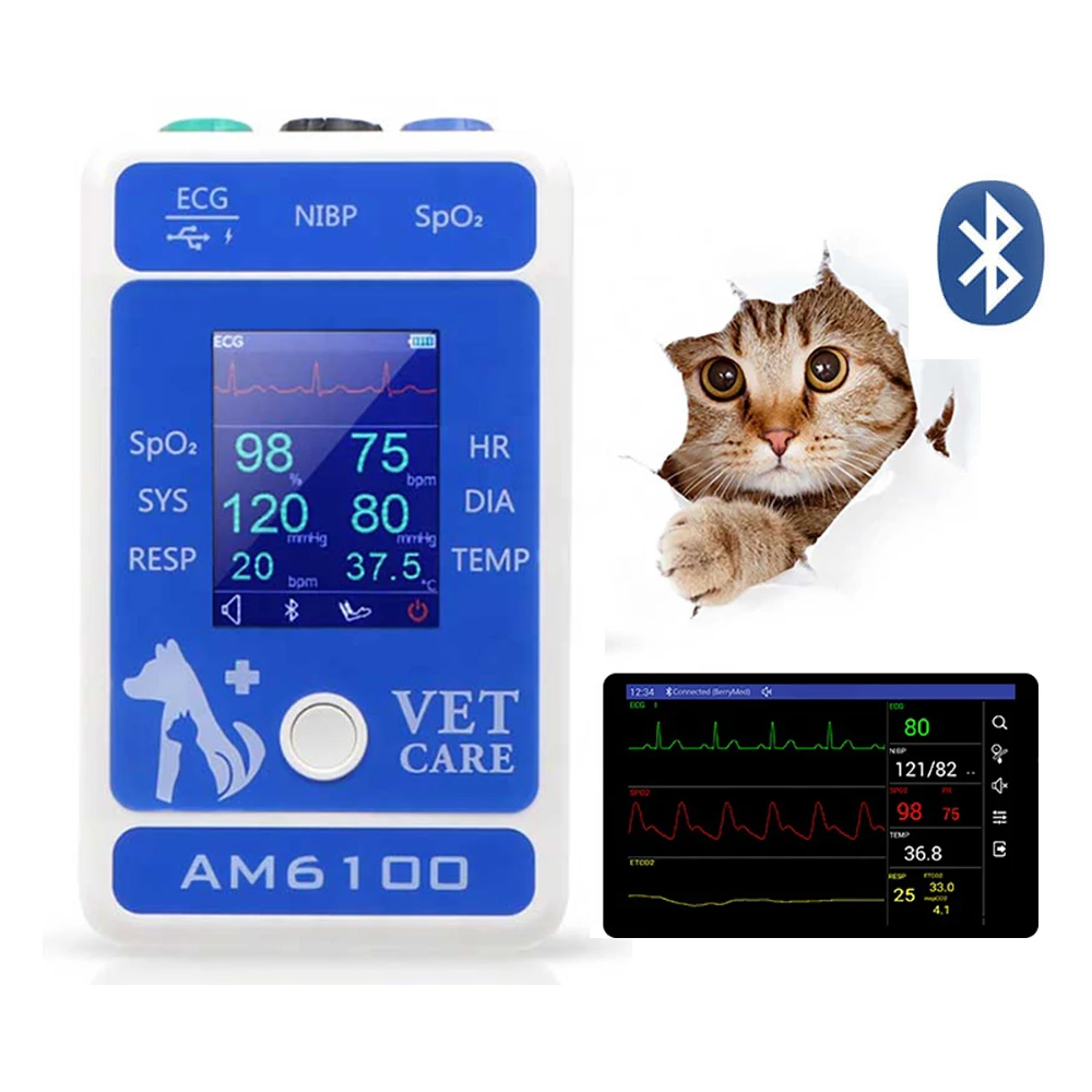 

Vet Bluetooth Surgical Intraoperative Monitors Pet Hospital Clinic ECG SPO2 HR SYS DIA RESP Temp Monitors Veterinary Equipments