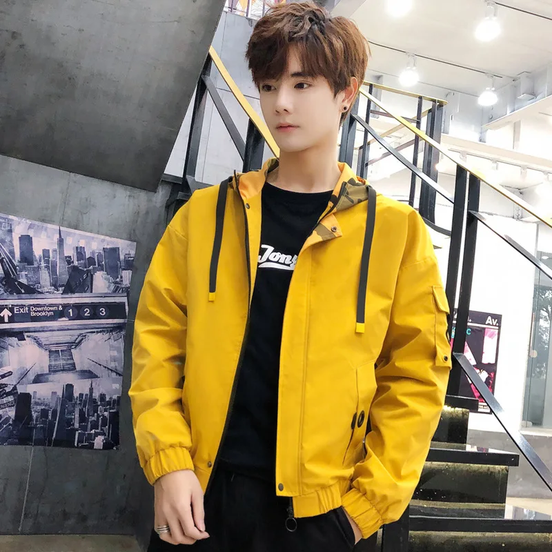 

Spring And Autumn New Style Men Hooded Solid Color Slim Fit Coat Origional Hong Kong Style Casual Versatile Jacket Men's