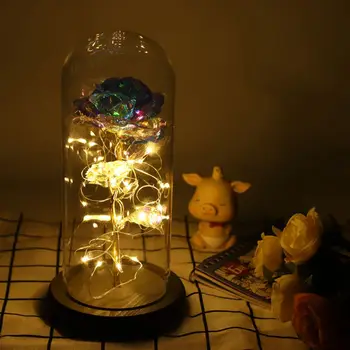 

Artificial Flower With LED Light String Battery Not Included 24K Gold Foil Artificial Rose The Best Gift For Mr.Right