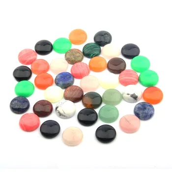 

10pcs Natural Stones Stone Cabochon 12 14 16 18 20 25mm Round No Hole Beads for Making Jewelry DIY Ring accessories Loose Beads