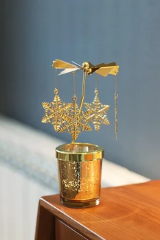 

80 Vintage Time Golden Rotating Candlestick Heating Automatic Rotating Horse Lantern Starry Sky Cup Candlestick