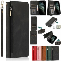Ultra Thin Zipper Cover Wallet - Magnetic Flip Leather Case with 8 Card Slots for NOKIA X71 (Black)