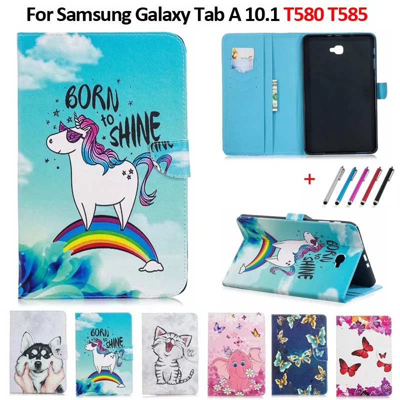 

Case For Samsung Tab A 10.1 SM-T580 T580N T585 T585C Kawaii Unicorn Cat Puppy Cover Funda Tablet For Samsung Galaxy Tab A 10.1