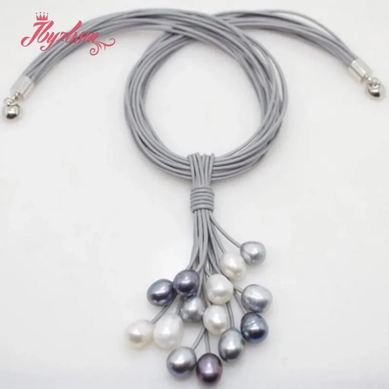 Collar De Perlas De Agua Dulce Natural Multicapa Para Mujer, Con Borlas