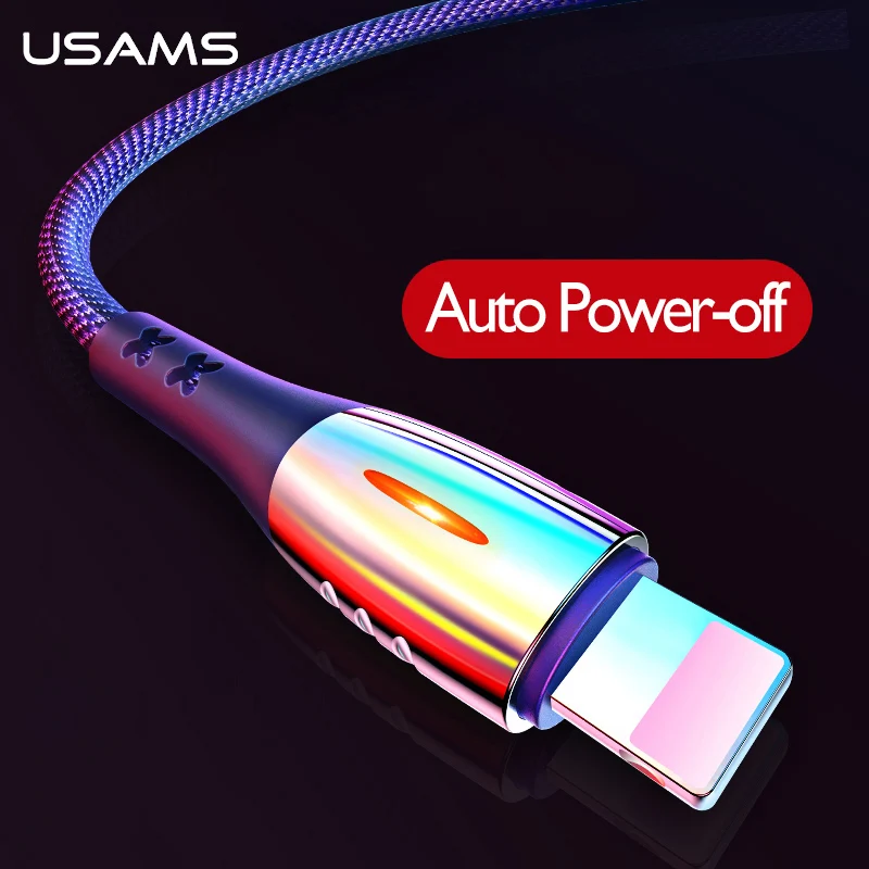 USAMS Smart Auto Disconnect Cable for iPhone Fast Charging Power Off USB Charging protection