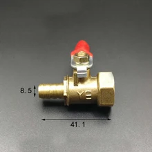 DN10 3/" BSP гнездовой х 8 мм шланга хвост латунный шаровой клапан воды газ 57 фунтов/кв. дюйм отверстие 7 мм с красной ручкой