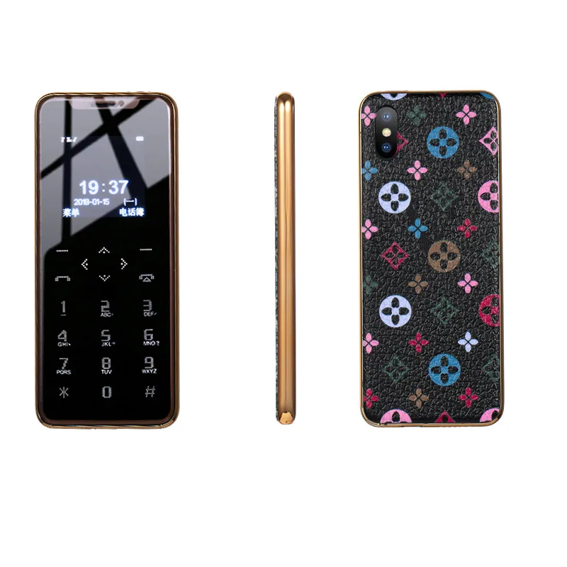 

Ultra-thin Metal Frame Leather Back Cover Small Mobile Phone Bluetooth Dialer Dual Sim Card Children Phone Touch Key Vibration