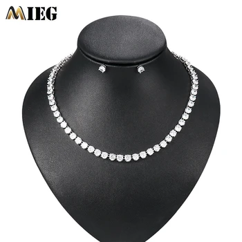 

MIEG Brand Luxury AAA+ Round Cubic Zirconia Bridal Wedding Jewelry Set For Women Zircon Necklace and Earring Set Gift