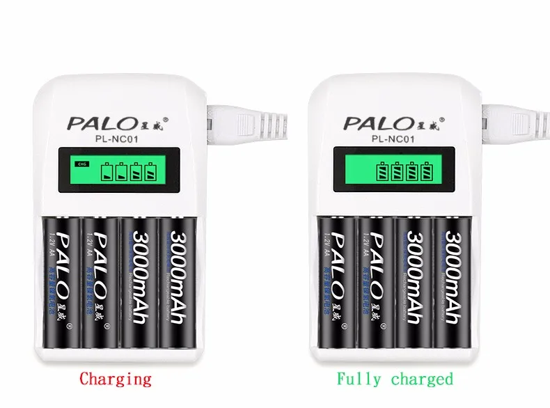 Зарядное устройство PALO для Ni Cd MH аккумуляторов AA AAA 4 слота с ЖК дисплеем|battery