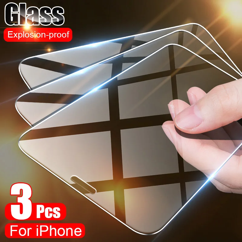 

3PCS Full Cover Tempered Glass On the For iPhone11 7 8 6 6s Plus X Screen Protector On iPhone X XR XS MAX 5 5s SE 11 Pro Glass