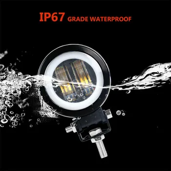 

Round LED Work Light DRL For SUV ATV Red Halo Corrosion resistant Waterproof