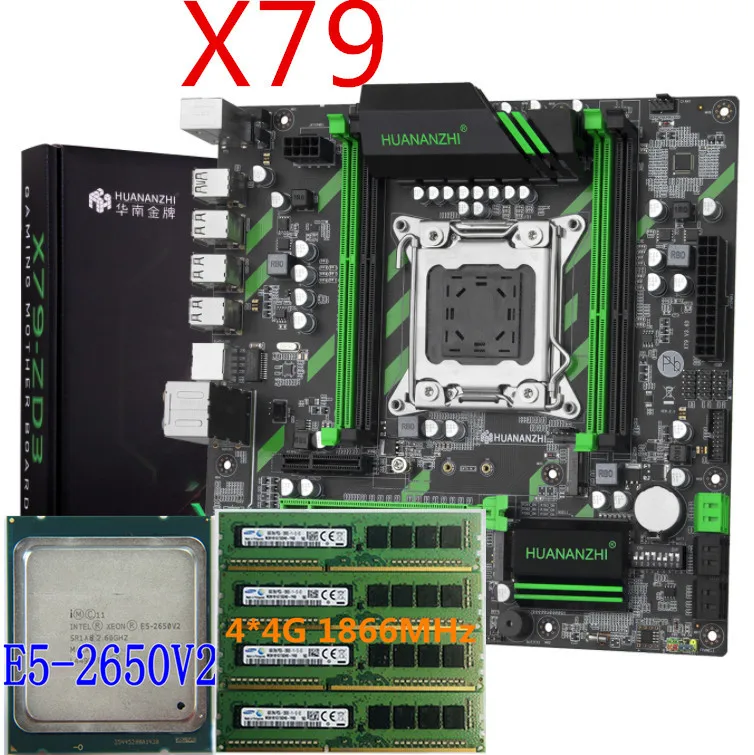 Материнская плата HUANAN ZHI X79-ZD3 M.2 NVME MATX с процессором Intel Xeon E5 2650 V2 2 5 ГГц 4*4 Гб = 16 ГБ DDR3