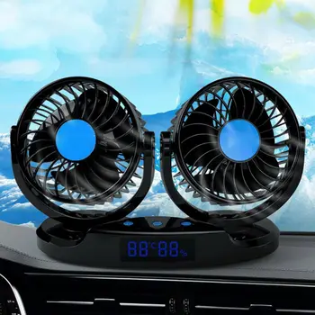 

Car Fan 12V 24V Vehicle Dashboard Fan 5inch Truck 12 Speeds and 360 Rotatable Cooling Fan with Temperature Humidity LED Display