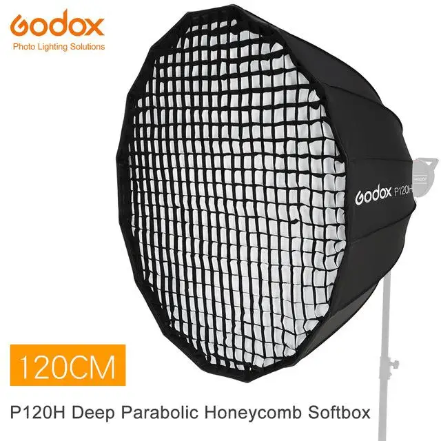 Godox P120H 120 см глубокая параболическая сотовая сетка софтбокс Bowens крепление+ сетка для P120 аксессуары для фотосъемки - Цвет: Серый