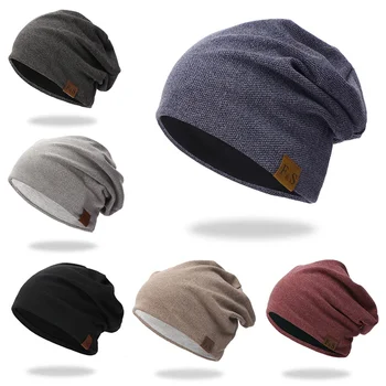 

Women Beanies Casual Style Cotton Hats Head Warmer Lightweight Thermal Elastic Knitted Cotton Warm Hat Winter Sports Headwear