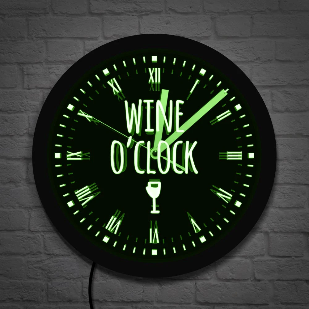 Wine Oclock Led Neon Sign Modern Wall Clock Winery Sign Kitchen Wall Watch Luminous Pub Bar Wine Lighting Decor Party Gifts Wall Clocks Aliexpress
