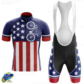 

2020 USA Cycling Clothing Men's Cycling Jersey Set MTB Bicycle Clothing Bike Wear Clothes Maillot Ropa Ciclismo Triathlon Suit