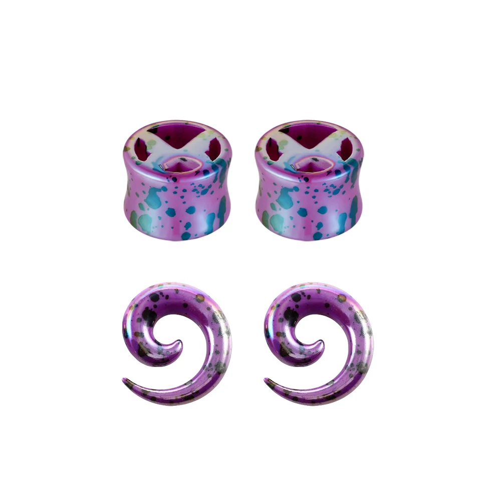 Style 11 4 шт./компл. уха датчика конус и пробка растяжения Наборы фиолетовый уха Плоть Улитка калибры для пирсинга с ножными креплениями для пирсинга сексуальные ювелирные изделия - Окраска металла: Style 11