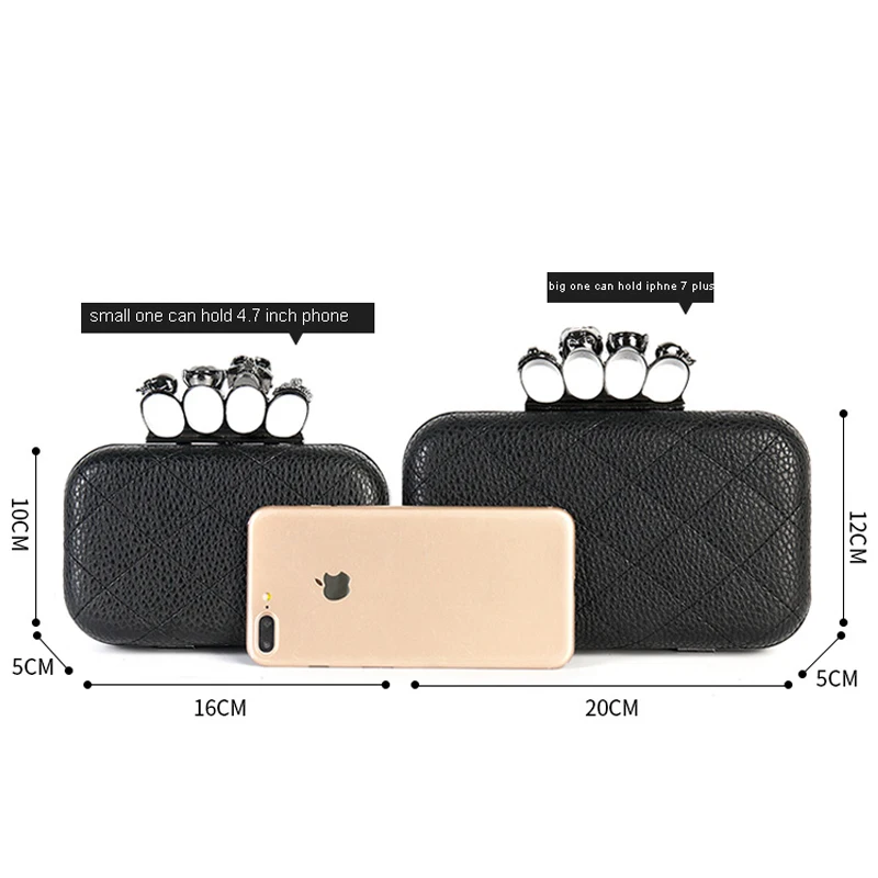 

Hand Bag Evening Box Clutch Purse with Skull Head female Day Clutches Ladies With Chain Small/Big