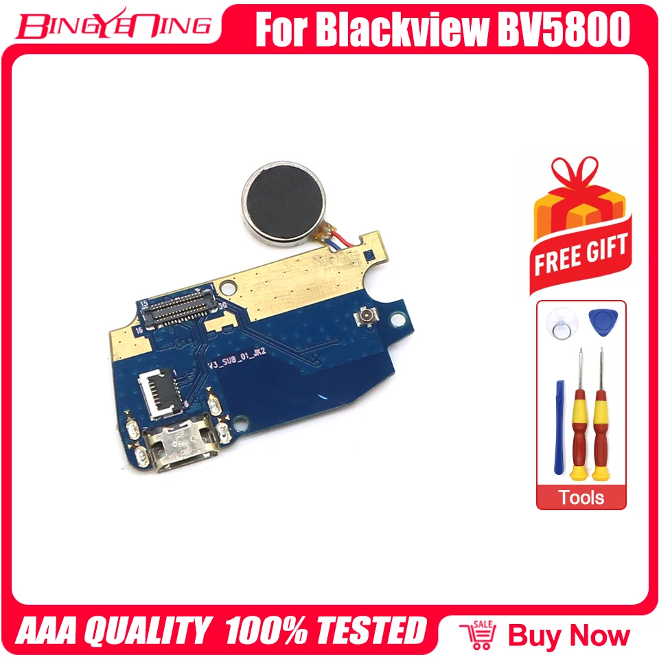 Usb charge board+Motor Vibrator+Mic For Blackview BV5800/BV5800 Pro Phone Flex Cables charging module cell phone Mini USB Port