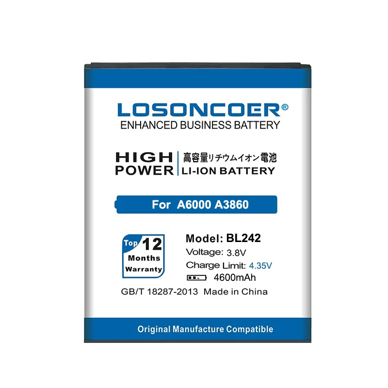 LOSONCOER BL242 BL F33 4600 мАч для Lenovo A6000 Battery A3860 A3580 A3900 LeMeng K3 K30 T W A6010 Plus K30T K30W C630|Аккумуляторы