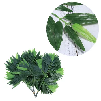 

50pcs Artificial Green Bamboo Leaves Fake Green Plants Greenery Leaves for Home Hotel Office Decoration