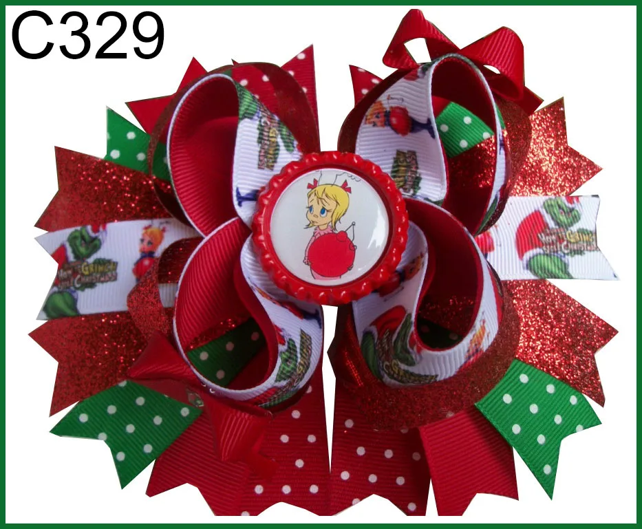 E 15 шт. рождественские банты для волос карамельный тростник бант Санта заколка для волос олень праздник веселая Рождественская бабочка
