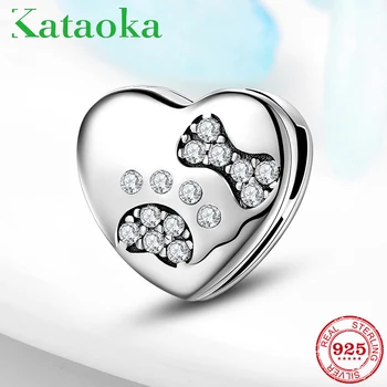 

Heart shape Cat paws and bones Metal Beads for Women Jewelry Making 925 Sterling Silver Charm fit Reflections Bracelet Bangle